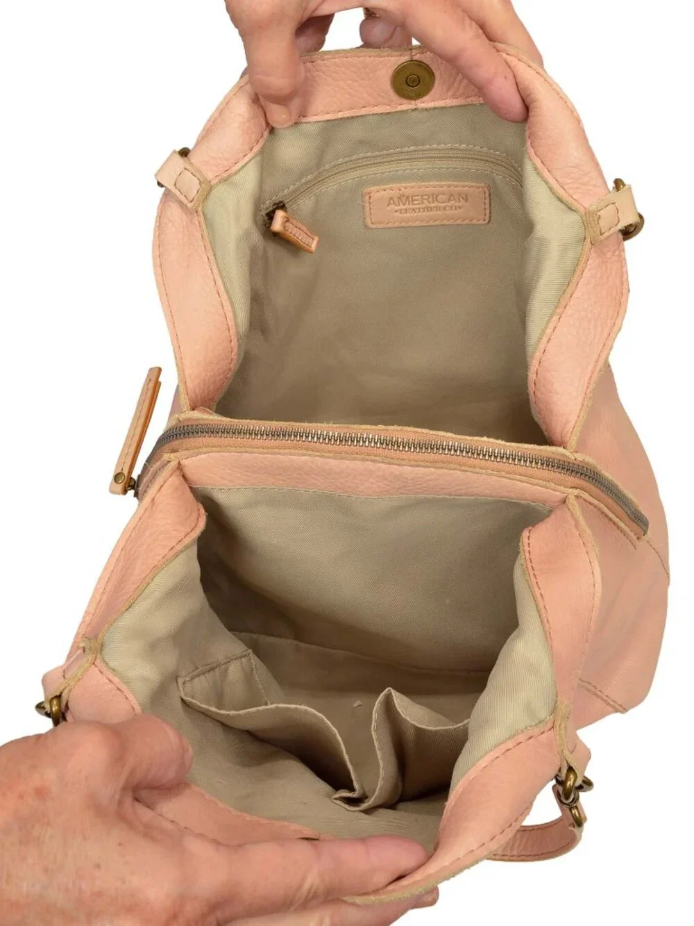 American Leather Co Pink Distressed Pebbled Leather Hobo Bag Purse
